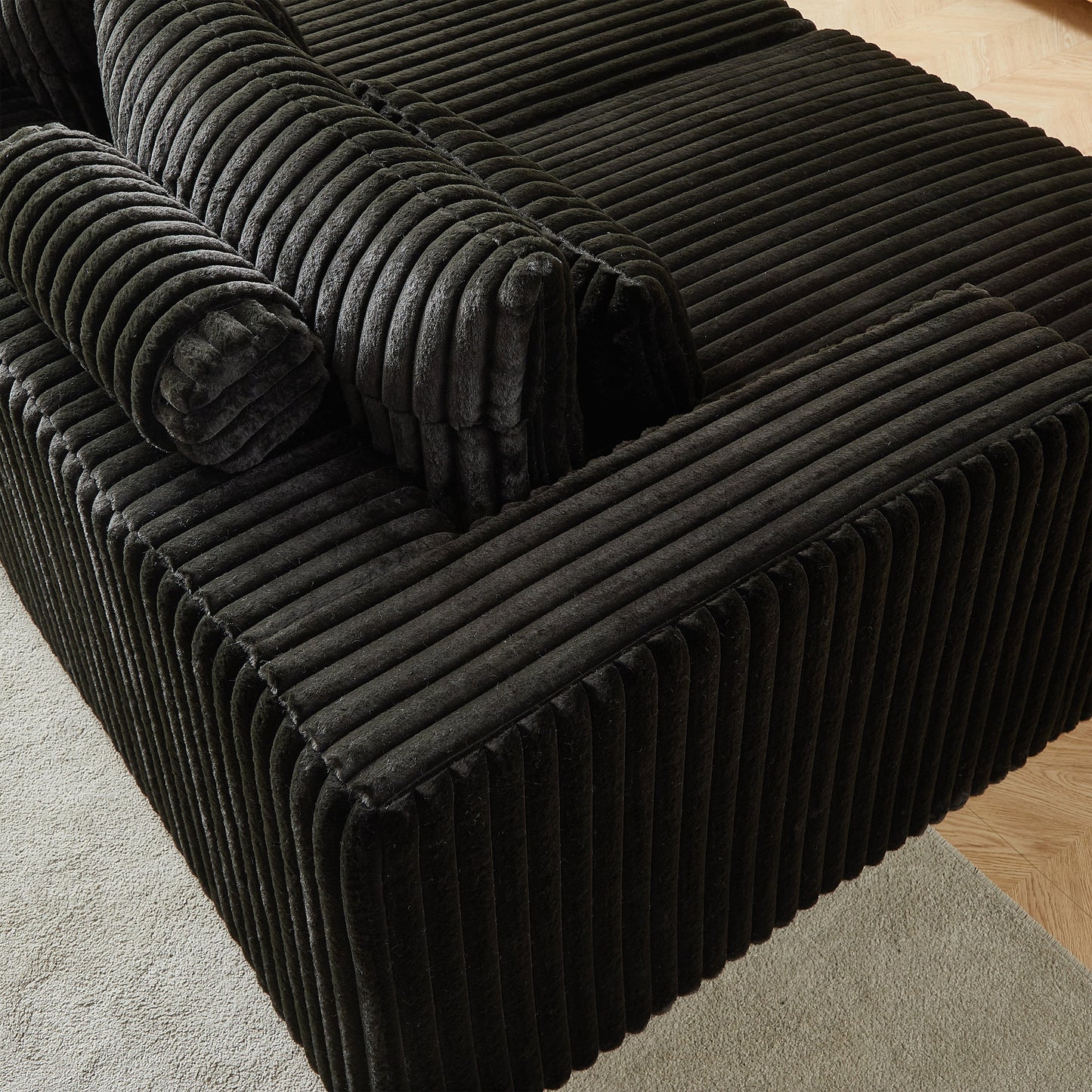 87" Oversized Sectional Lounge Chaise ,No Assembly Required,Cloud Plush Loveseat With Reclining Sofa Bed,Fluffy Modern