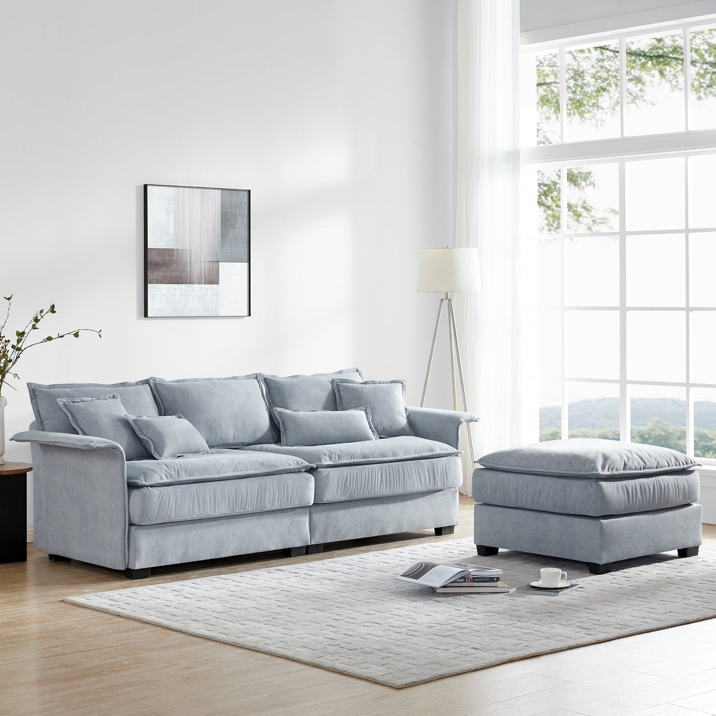 95*66"Oversized Luxury Sectional Sofa With Bentwood Armrests,4 Seat Upholstered Indoor Furniture With Double Cushions