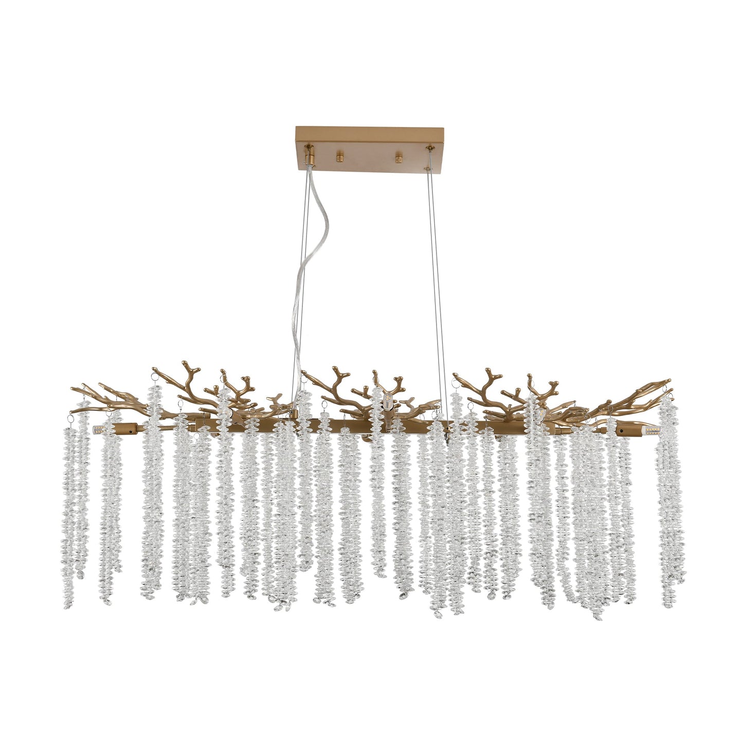 39.4-Inch Modern Golden Pendant Light With Cascading Crystal Strands, Ideal for Living Room, Dining Room and Foyer