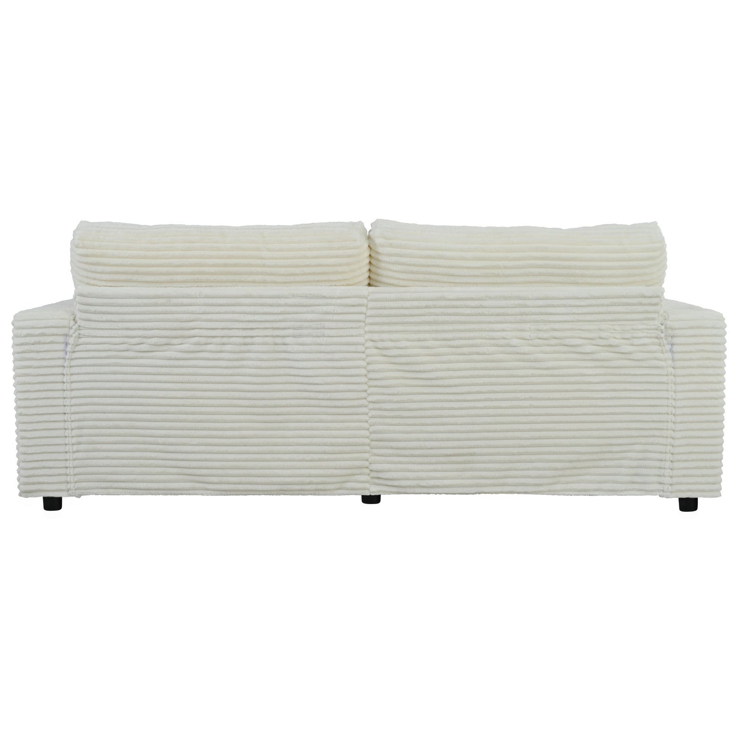 86.5" Oversized Loveseat Chaise Lounge Sectional Sofa Bed Corduroy Sleeper Sofa With Two USB Ports , Two Cup Holders