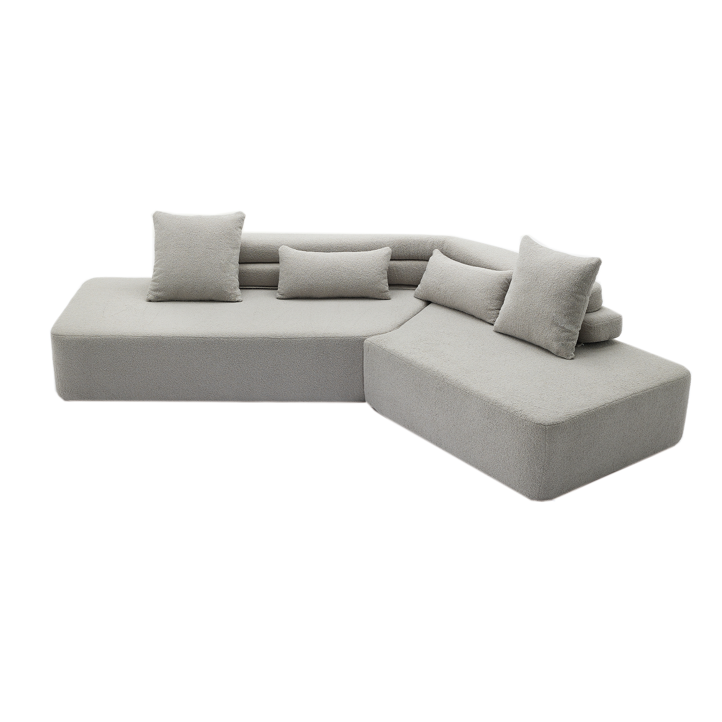128"Minimalist Cloud Sectional Couch ,Modern Couches ,4-Seater ,No Assembly,Two Modular Sofa,Boucle Teddy Fabric