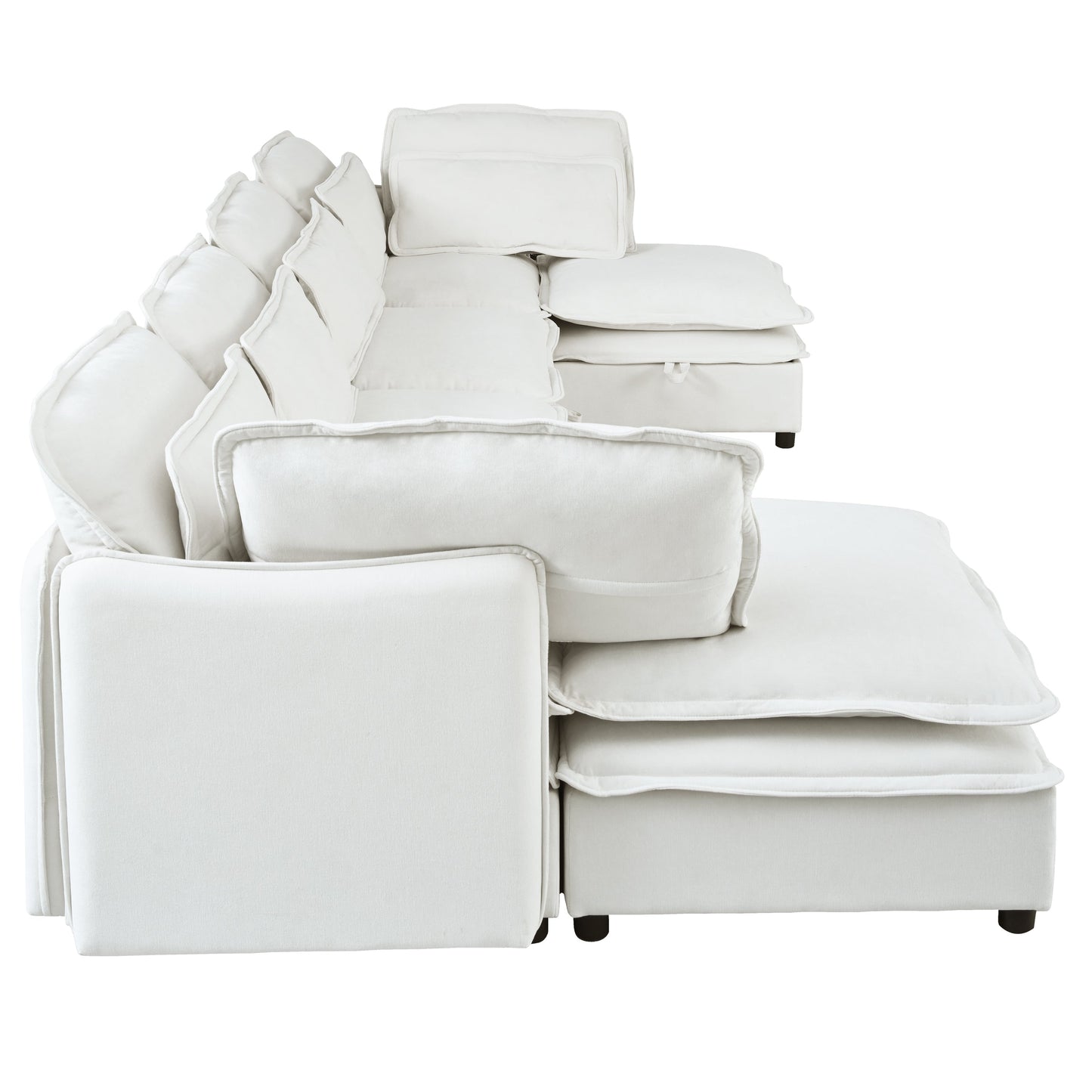 Double-Layer Cushion Modern Large U-Shaped Modular Sofa, Freely Combinable 6-Seater With Storage Function, Convertible