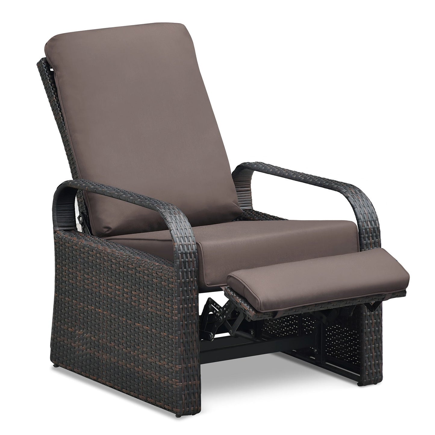 Outdoor Recliner Chair; Automatic Adjustable Wicker Lounge Recliner Chair With 5.12'' Thicken Cushion