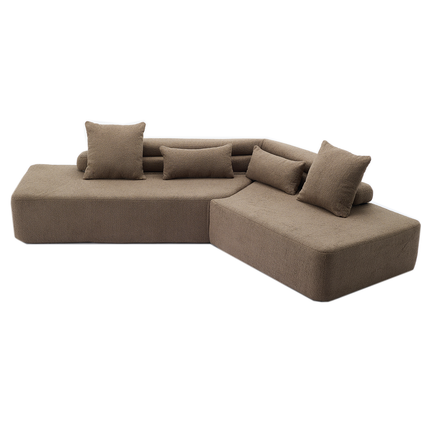 128"Minimalist Cloud Sectional Couch ,Modern Couches ,4-Seater ,No Assembly,Two Modular Sofa,Boucle Teddy Fabric, Upholstered