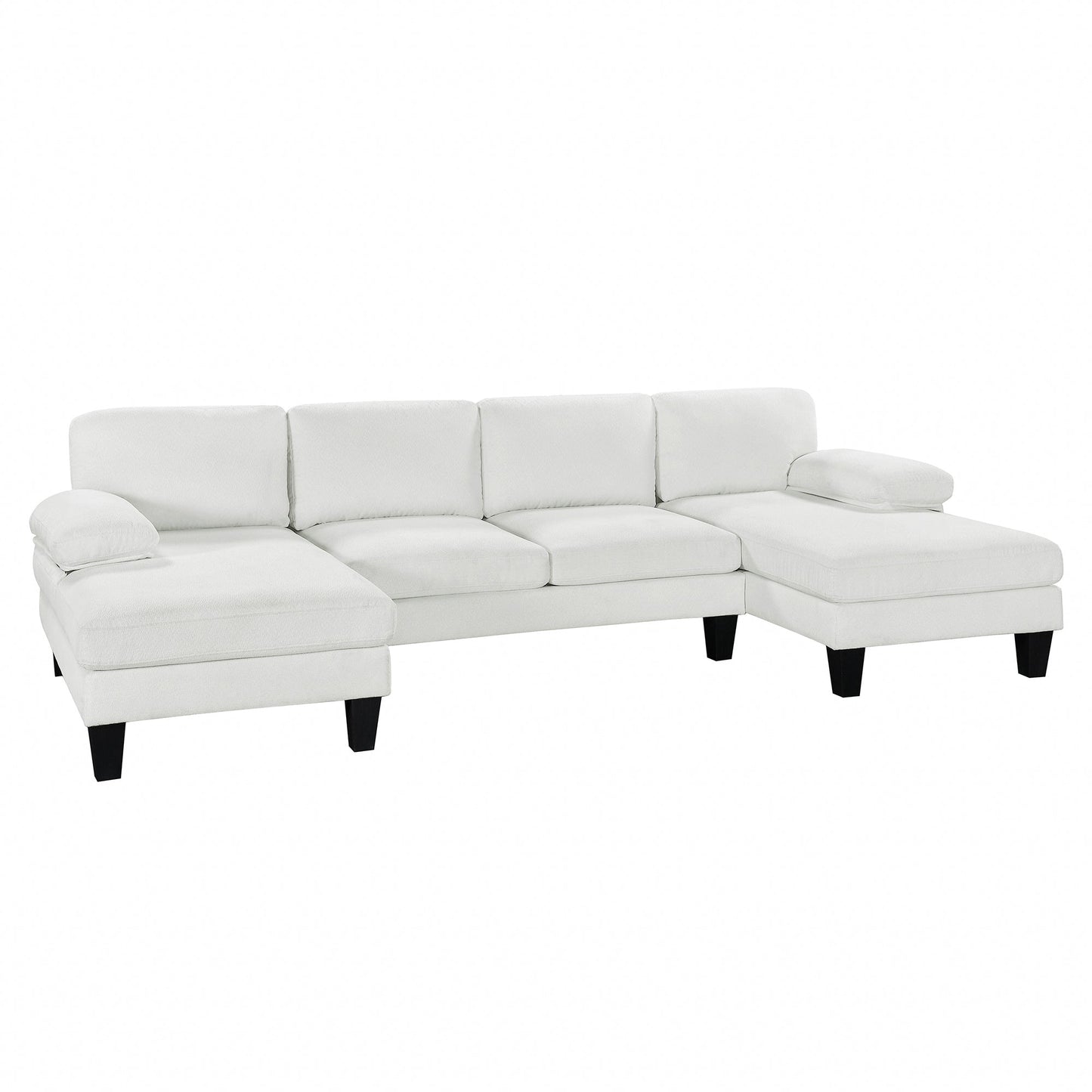 112*56" Granular Velvet Sofa,U-Shaped Couch With Oversized Seat,6-Seat Sofa Bed With Double Chaise,Comfortable and Spacious