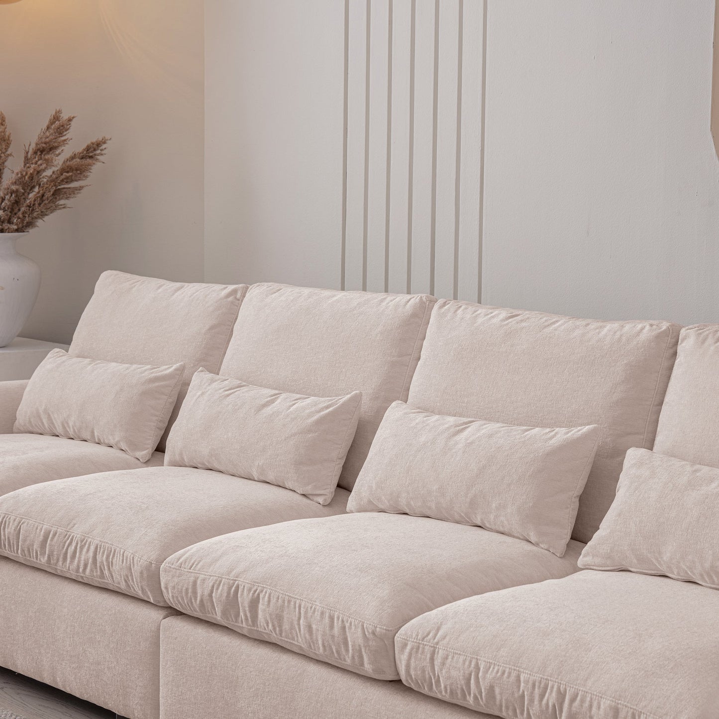 114.5"Modern Modular L Shaped Chenille Sofa Couch Reversible Ottoman With Storage Removable and Washable Cushions Sofa