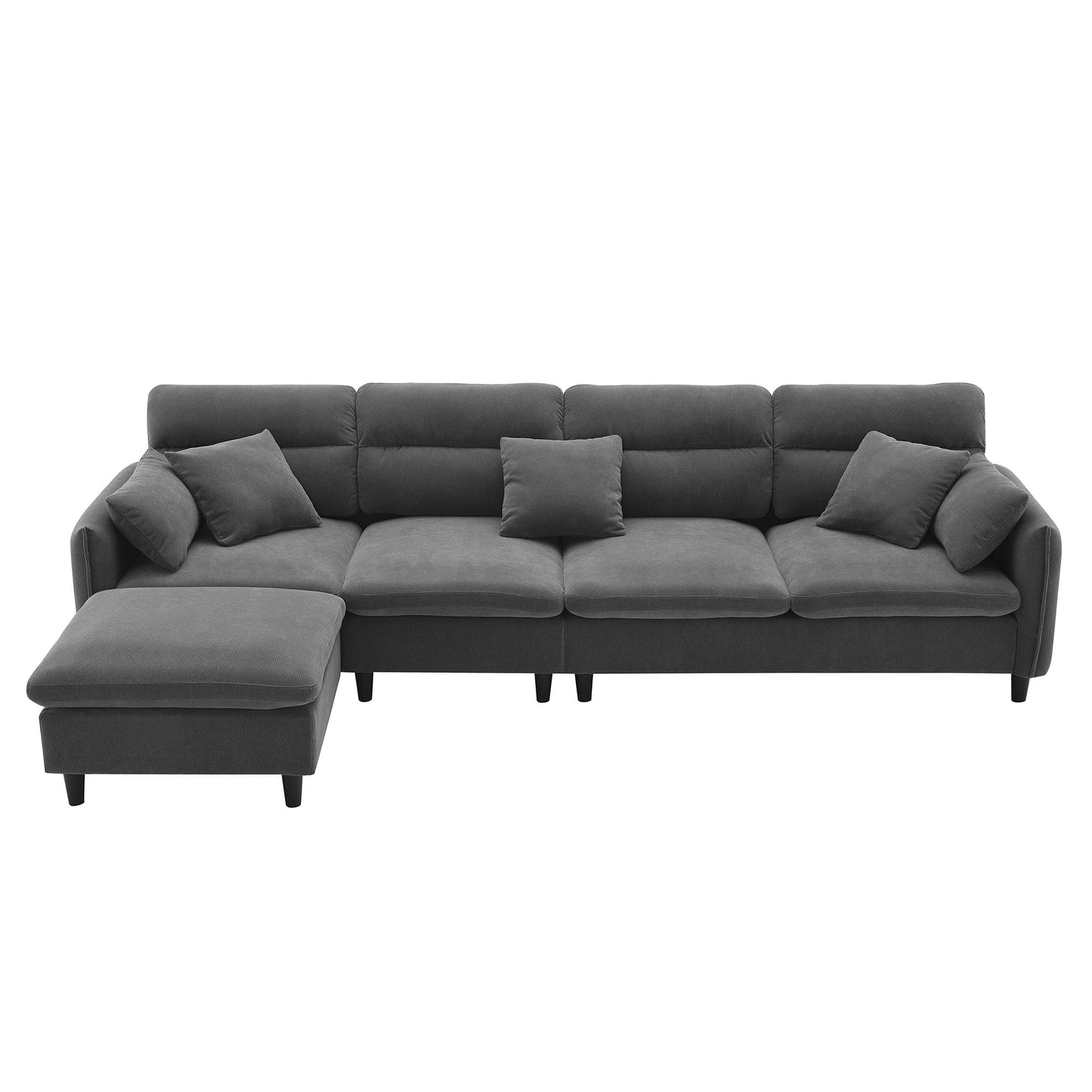110*62" Modern Convertible Sectional Sofa,L-Shaped Reversible Couch Set With Free Pillows,5 Seat Cloud Chenille Indoor