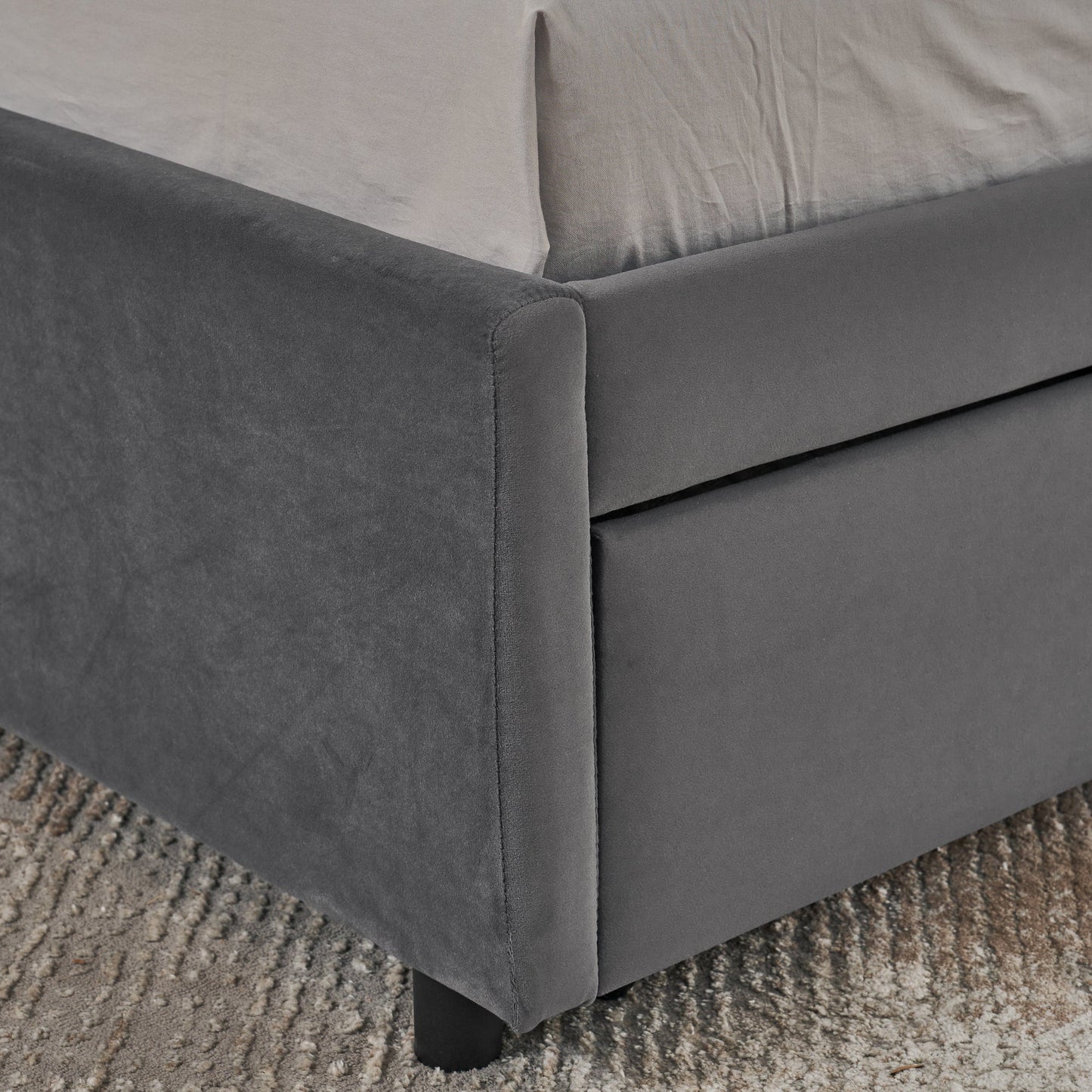 Full Size Upholstered Tufted Bed Frame With Two Drawers, Sofa Bed Frame With Comfortable Backrest and Armrests, Velvet