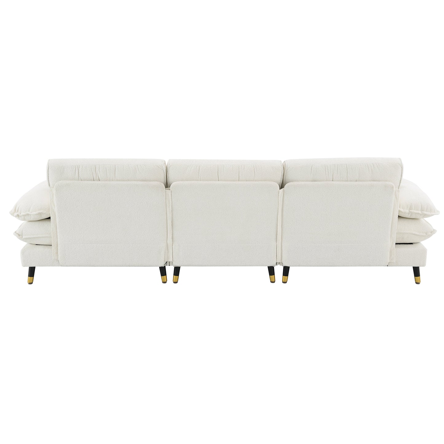 106*66.5" L Shaped Convertible Sectional Sofa,4 Seat Tufted Couch Set With Two-Tone Adjust Legs,Cloud Chenille Fabric