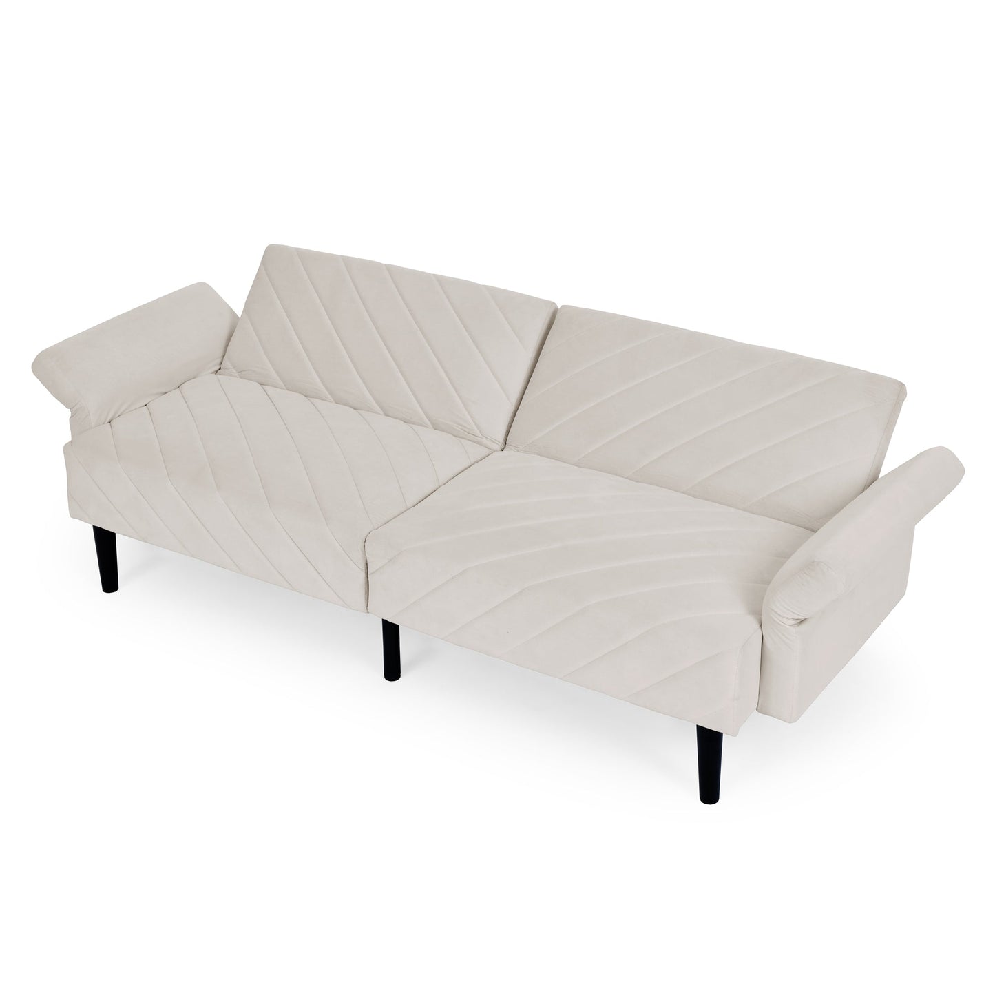 Velvet Futon Couch Convertible Folding Sofa Bed Tufted Couch With Adjustable Armrests for Apartment