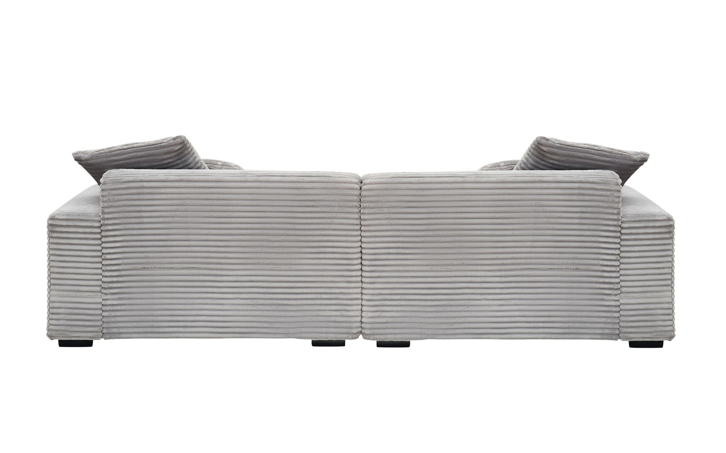 104.72-Inch 4-Seat Large Sofa With 4 Throw Pillows, Living Room Sofa in Comfortable Corduroy Grey Fabric