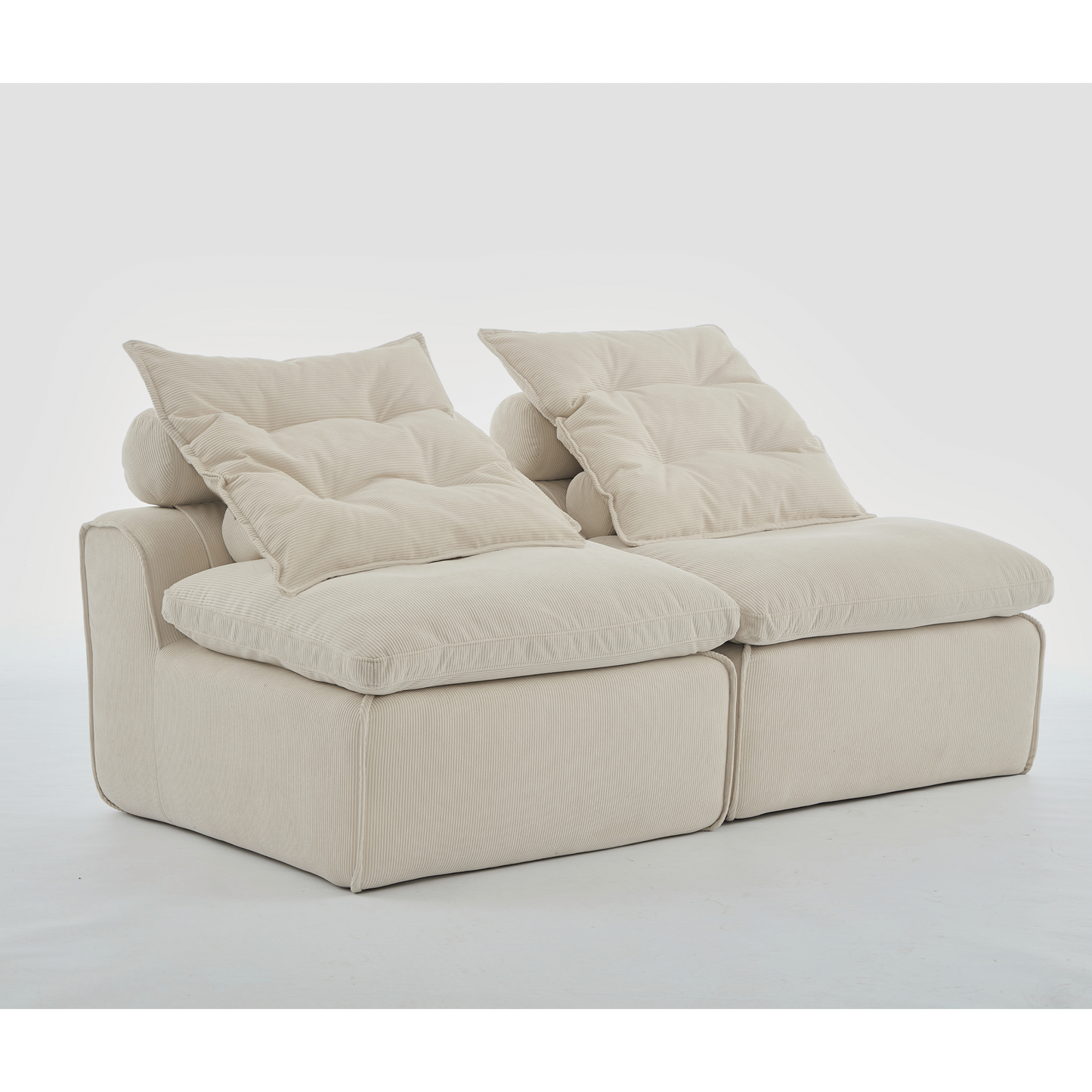Modular Sofa,No Armrests,At Will DIY,Soft Corduroy Fabric,Neck Pillow-Back Lounge Sofa Chair,Reading Nook, or Apartment