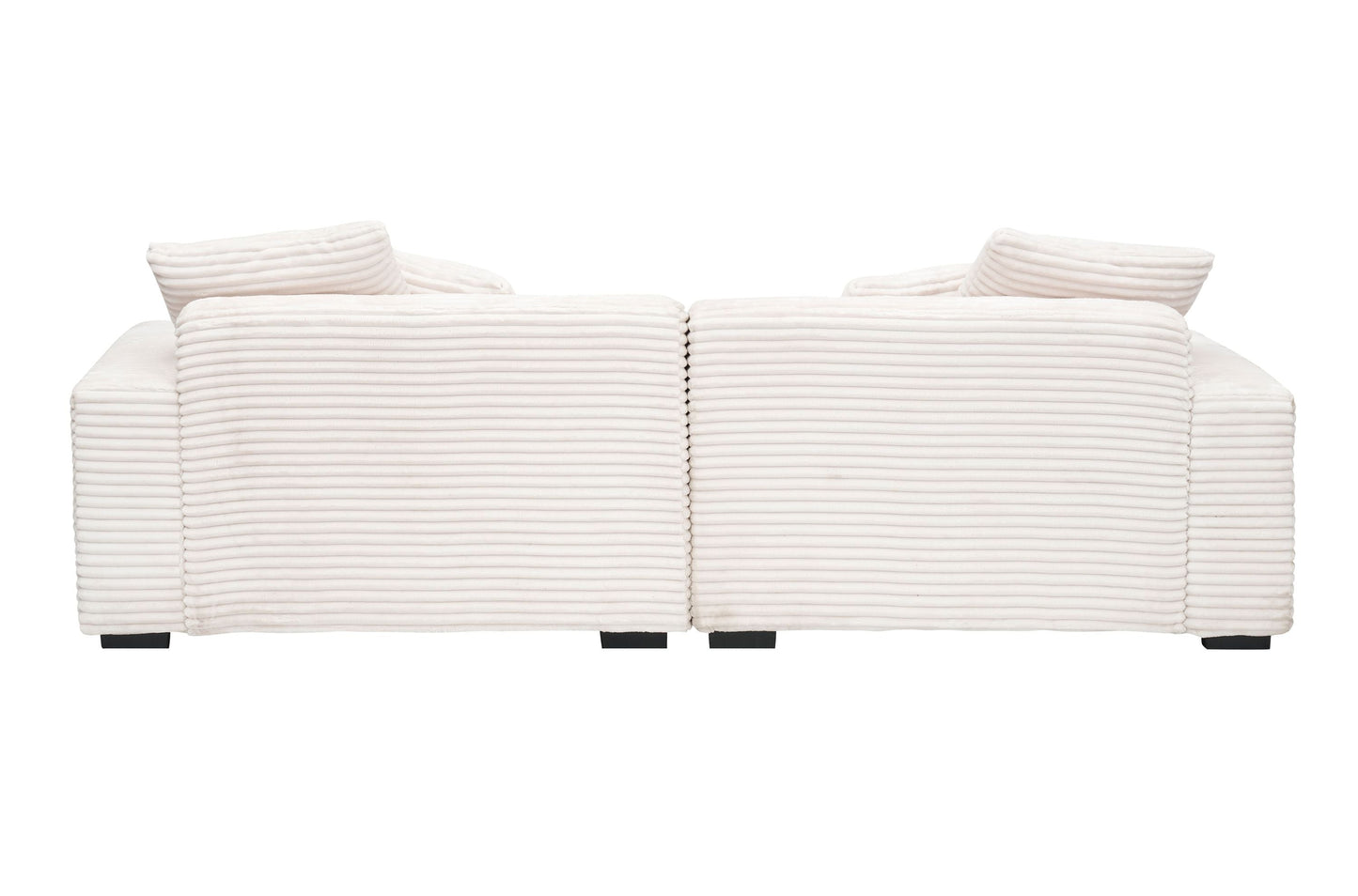 104.72-Inch 4-Seat Large Sofa With 4 Throw Pillows, Living Room Sofa Beige Corduroy Fabric