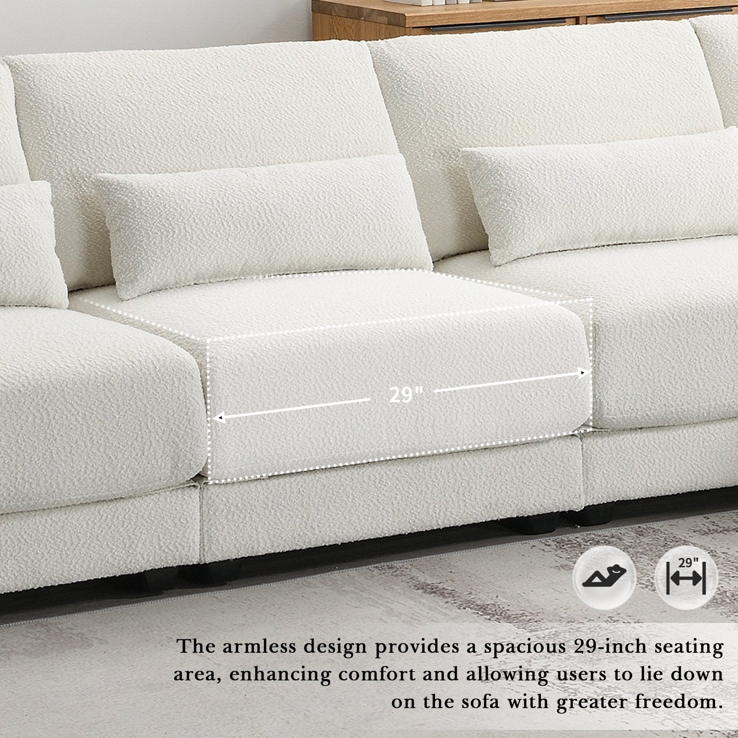 120*61" Oversized Deep Seat Sectional Sofa With Reversible Chaise,Loop Yarn Fabric 5-Seat Armless Indoor Furniture