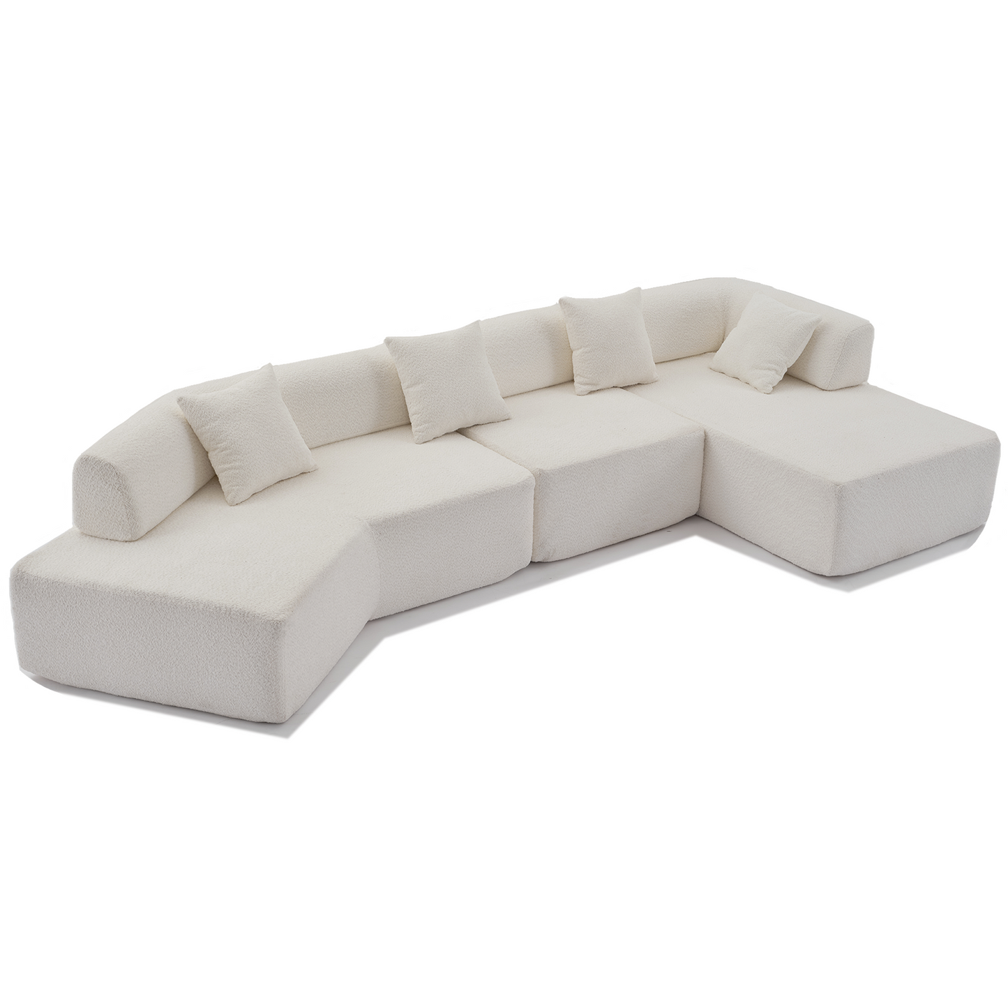 Modern Minimalist 140" L-Shape Couch ,No Assembly Required,Boucle,Modular Sofa ,Couch With Chaise