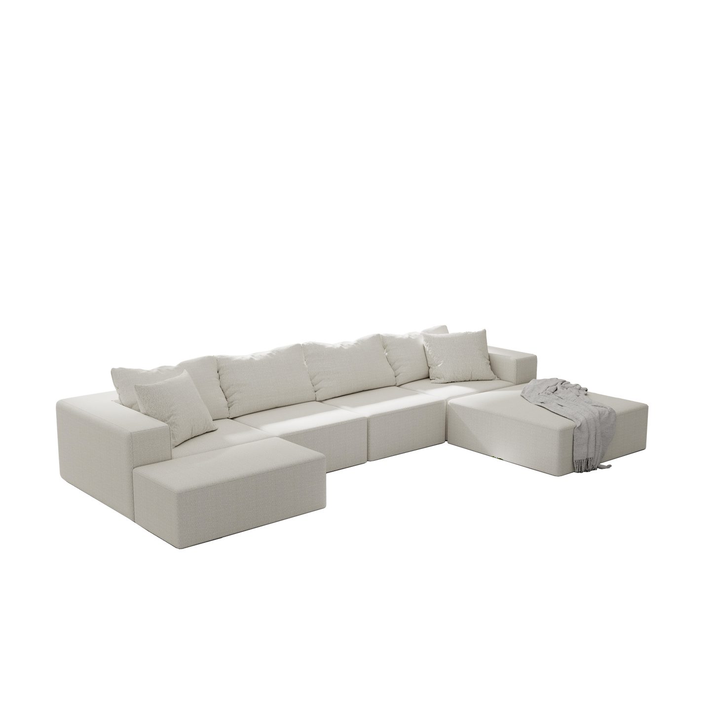 Modern Upholstered Sectional Sofa Couch Set,Modular 132" L Shaped Sectional Living Room Sofa Set With 6 Pillows,Free Com