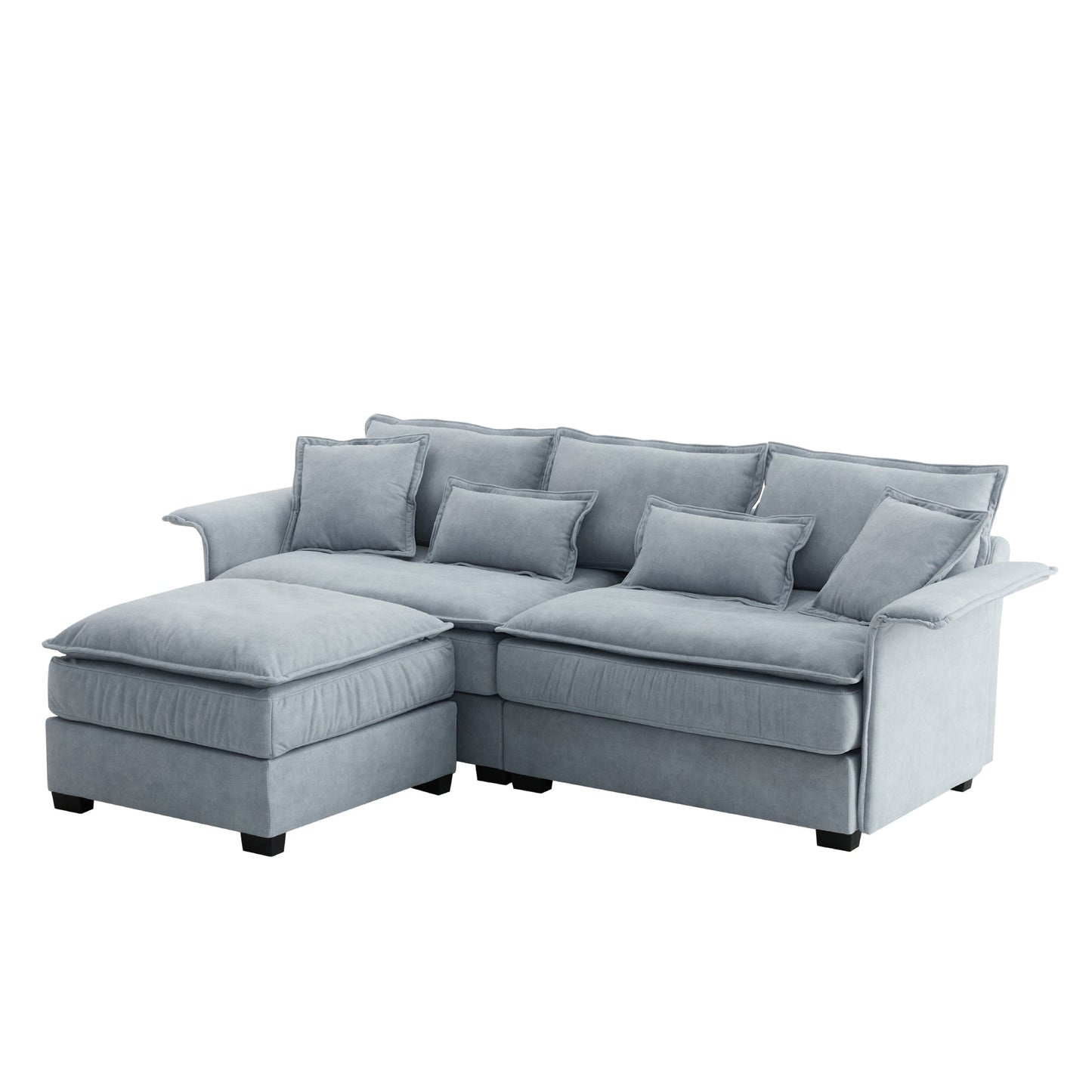 95*66"Oversized Luxury Sectional Sofa With Bentwood Armrests,4 Seat Upholstered Indoor Furniture With Double Cushions