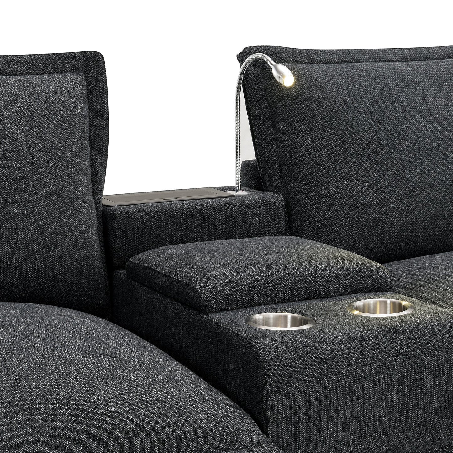 109*57" Modern Sectional Cloud Sofa With Console,USB Charger,Reading Light,Cup Holder,Wide Seat,4 Seat Chenille Modular
