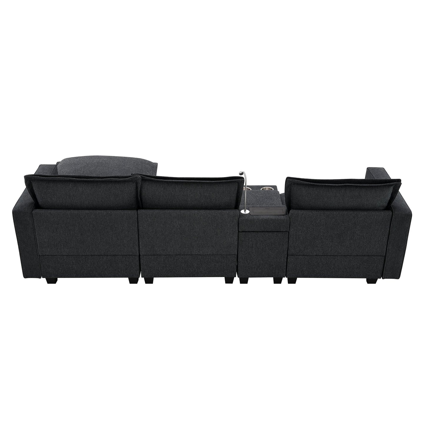 109*57" Modern Sectional Cloud Sofa With Console,USB Charger,Reading Light,Cup Holder,Wide Seat,4 Seat Chenille Modular