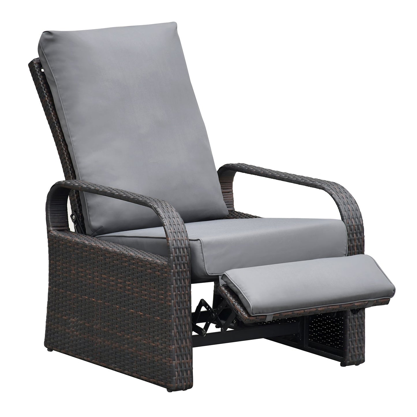 Outdoor Recliner Chair; Automatic Adjustable Wicker Lounge Recliner Chair With 5.12'' Thicken Cushion