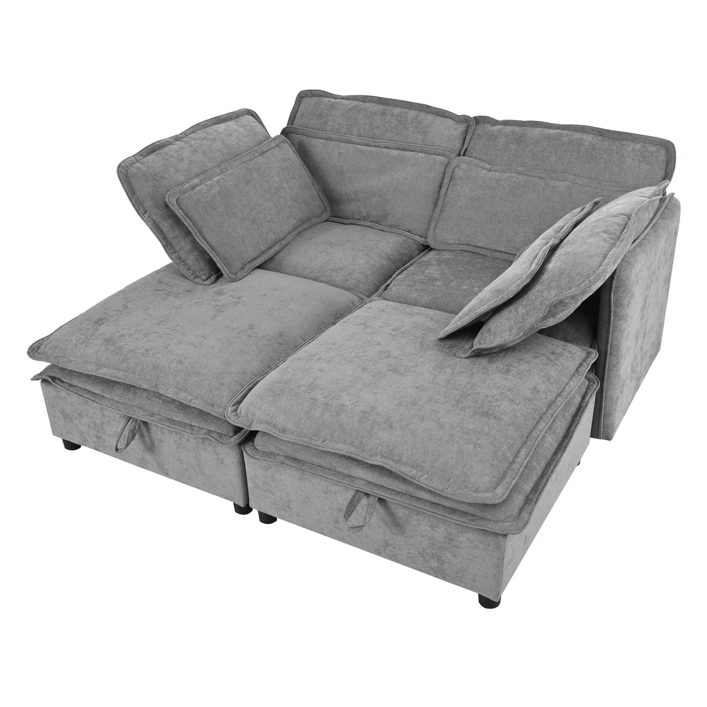 Double-Layer Cushion Modular Sofa, Freely Combinable, 4-Seater With Storage Function, Includes 4 Soft Cushions, Perfect
