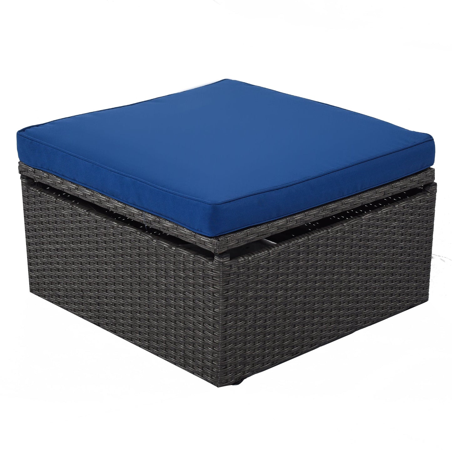 Outdoor Patio Rectangle Daybed With Retractable Canopy, Wicker Furniture Sectional Seating With Washable Cushions