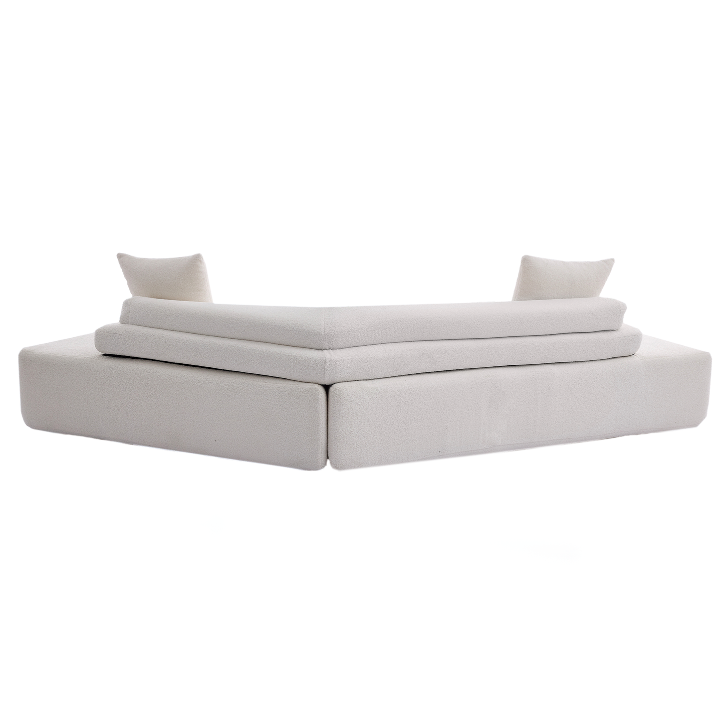 128"Minimalist Cloud Sectional Couch ,Modern Couches ,4-Seater ,No Assembly,Two Modular Sofa,Boucle Teddy Fabric, Upholstered
