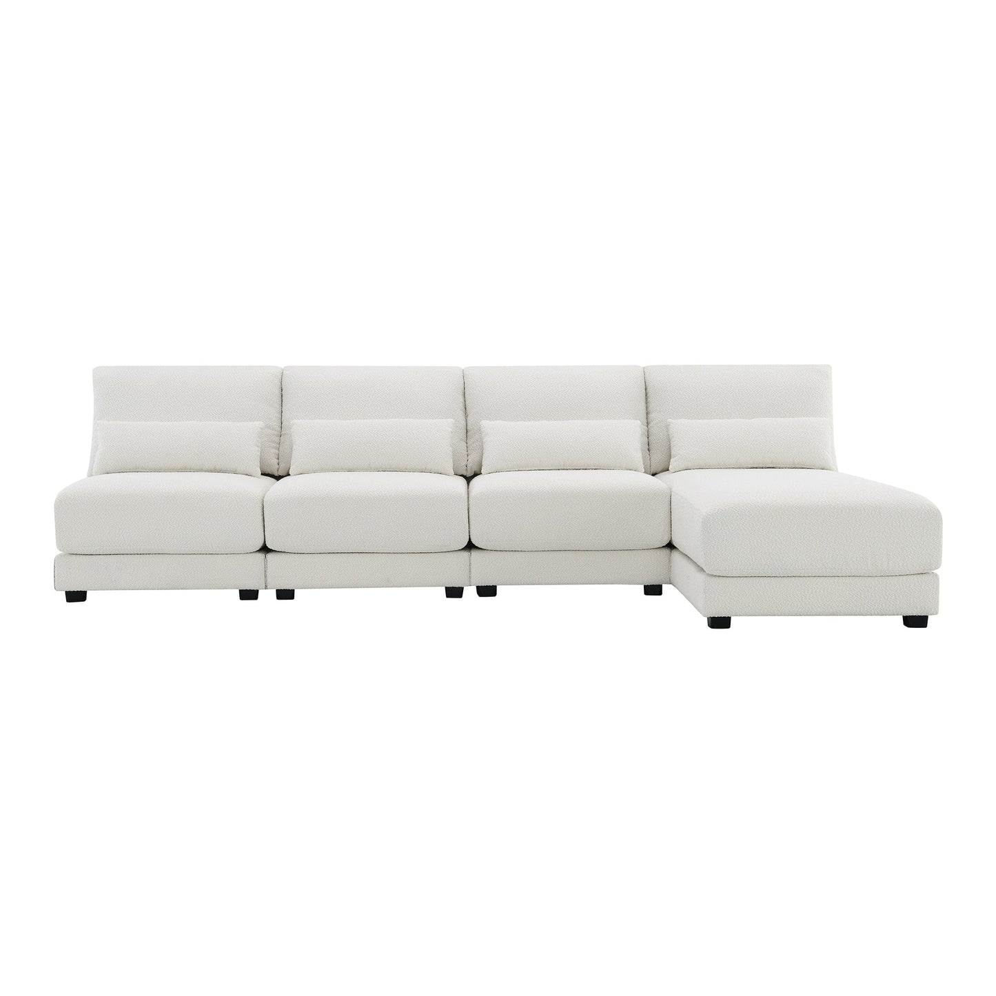 120*61" Oversized Deep Seat Sectional Sofa With Reversible Chaise,Loop Yarn Fabric 5-Seat Armless Indoor Furniture