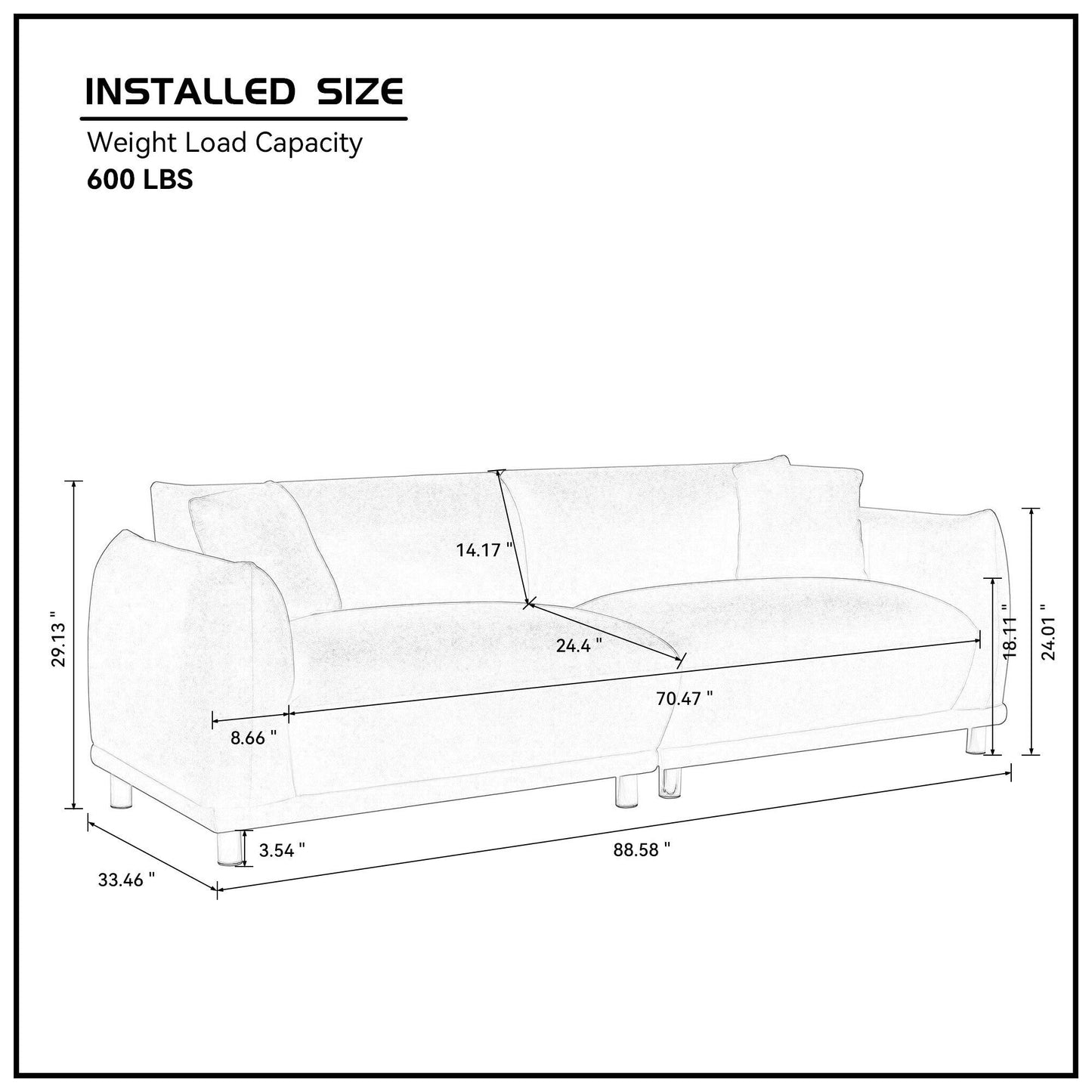 Loveseat Sofa Couch for Modern Living Room,2 Seater Sofa for Small Detachable Sofa Cover Space Spring Cushion and Solid