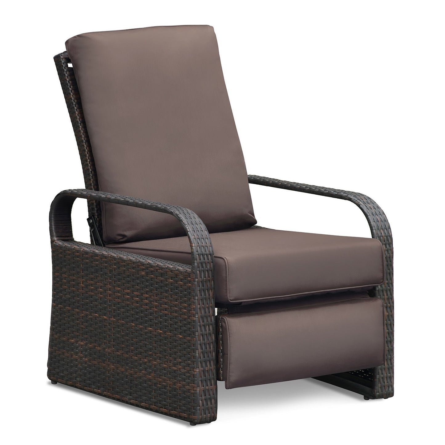 Outdoor Recliner Chair; Automatic Adjustable Wicker Lounge Recliner Chair With 5.12'' Thicken Cushion