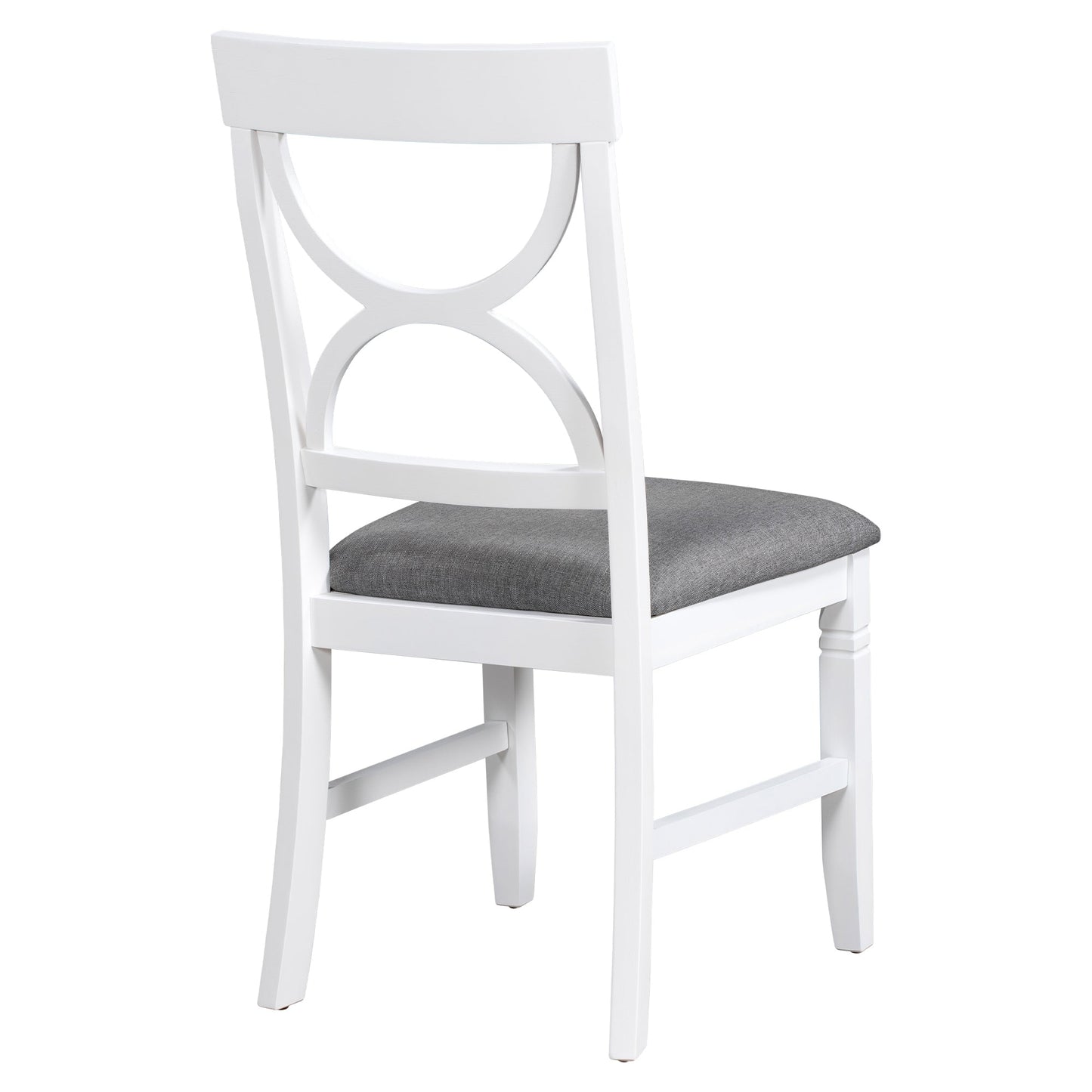 6-Piece Wood Dining Table Set Kitchen Table Set With Upholstered Bench and 4 Dining Chairs, Farmhouse Style,Gray+White
