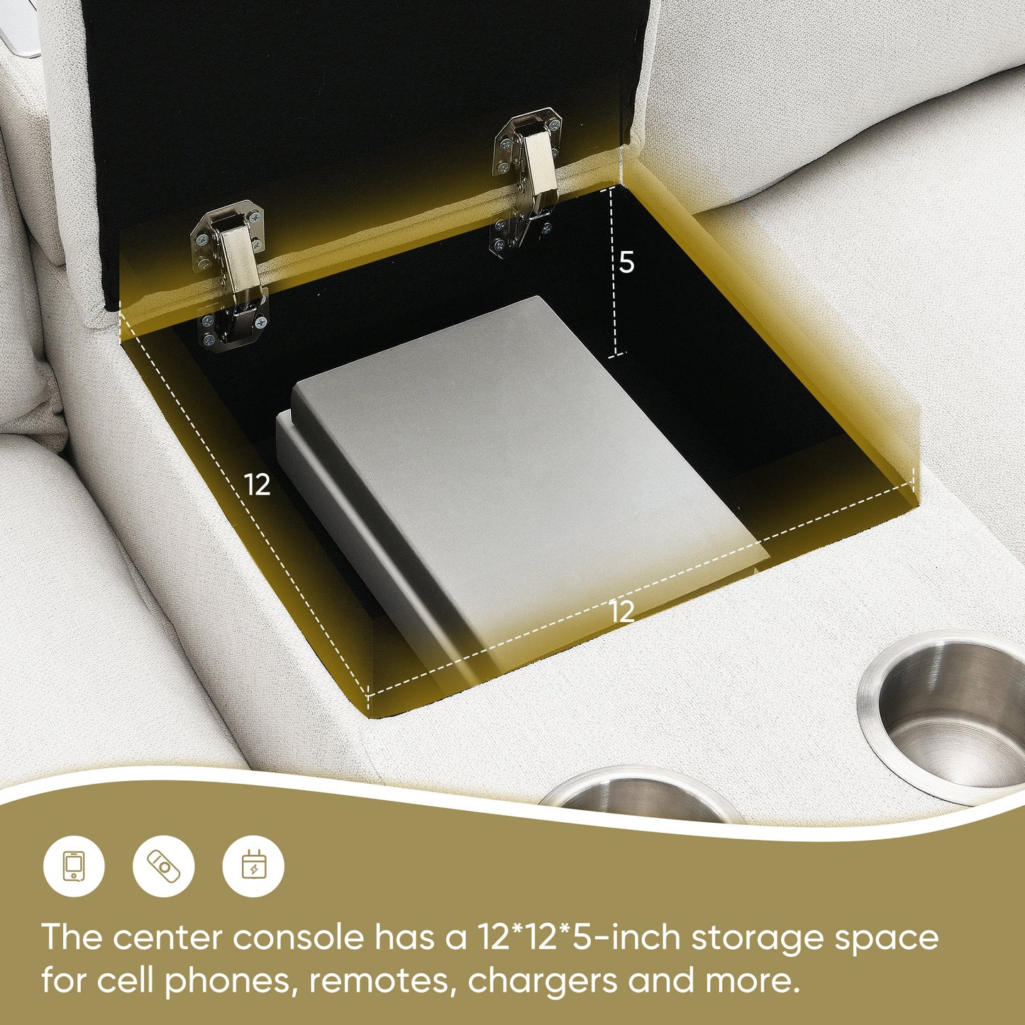 109*57" Modern Sectional Cloud Sofa With Console,USB Charger,Reading Light,Cup Holder,Wide Seat,4 Seat Chenille Modular