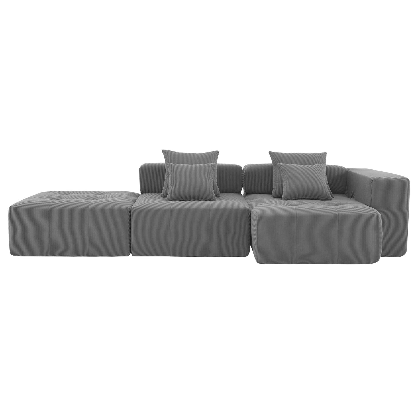 105.5''L Shaped Modular Sectional Sofa,Minimalist Corduroy Floor Couch Set,Convertible Foam-Filled Cloud Compressed Couch