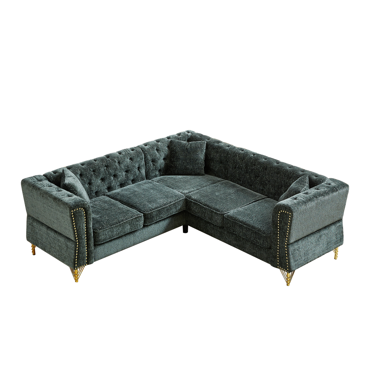 81.5-Inch Chenille Corner Sofa , L-Shaped Sectional Couch, 5-Seater Corner Sofas With 3 Cushions for Living Room, Bedroom