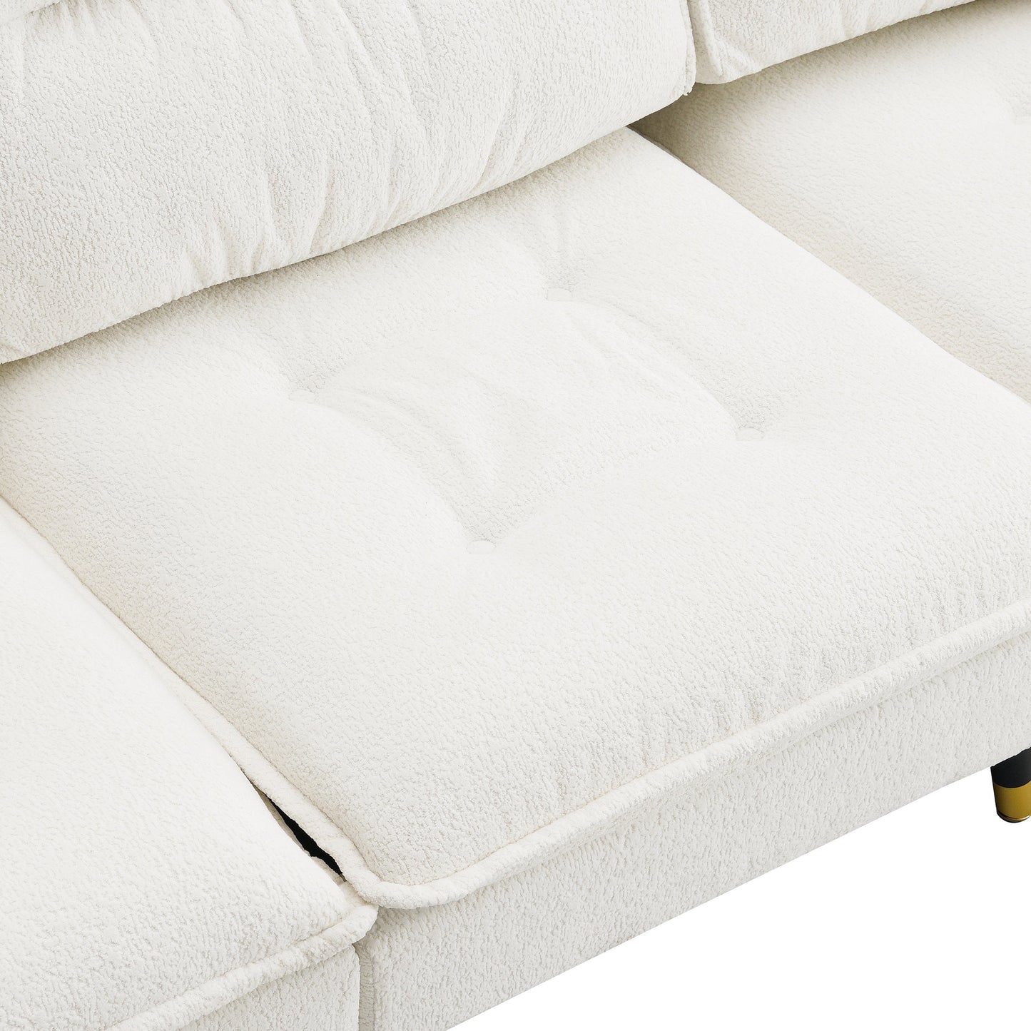 106*66.5" L Shaped Convertible Sectional Sofa,4 Seat Tufted Couch Set With Two-Tone Adjust Legs,Cloud Chenille Fabric