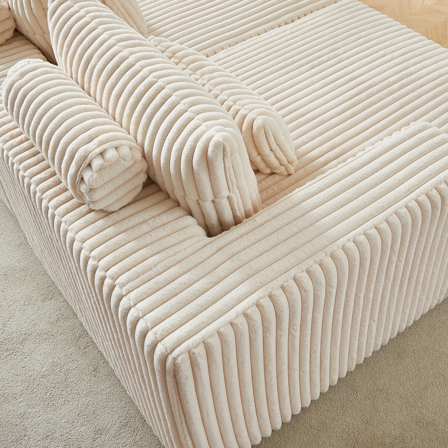 87" Oversized Sectional Lounge Chaise,No Assembly Required,Cloud Plush Loveseat With Reclining Sofa Bed,Fluffy Modern