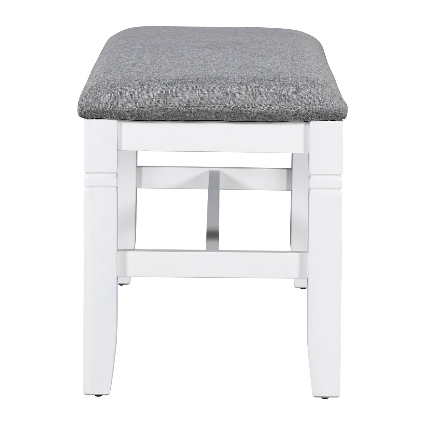 6-Piece Wood Dining Table Set Kitchen Table Set With Upholstered Bench and 4 Dining Chairs, Farmhouse Style,Gray+White