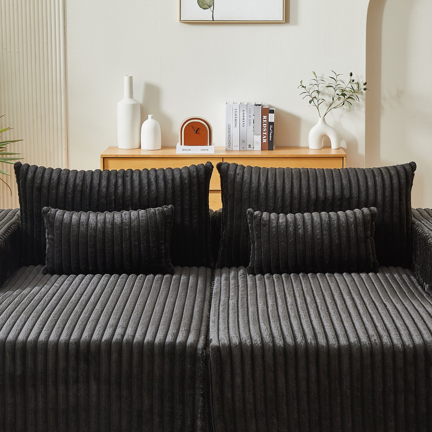 87" Oversized Sectional Lounge Chaise ,No Assembly Required,Cloud Plush Loveseat With Reclining Sofa Bed,Fluffy Modern