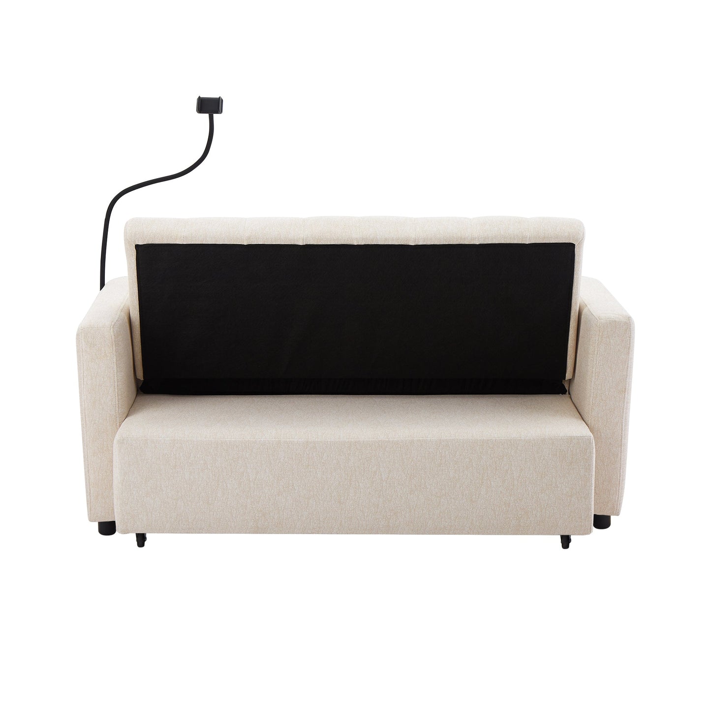 55.9" Convertible Sofa Bed Loveseat Sofa With Three USB Ports, Two Side Pockets, Two Cup Holders