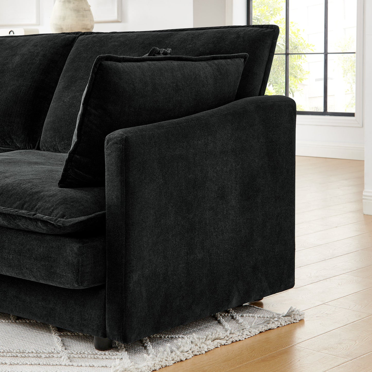 Modern Home Living Room L-Shaped Sectional Sofa Couches With Storage Ottoman, Convertible Oversized 4 Seater Couch