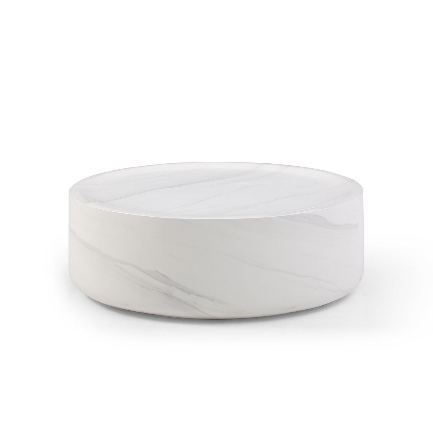 31.49'' Round Coffee Table,Sturdy Fiberglass Table for Living Room, White, No Need Assembly.WHITE