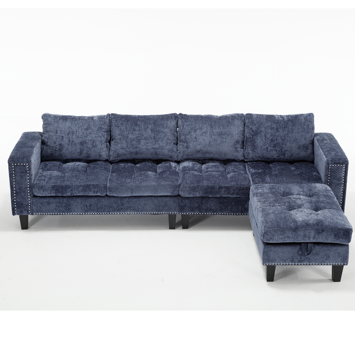 5 Seat Modular Sofa,with Storage Ottoman, Convertible Sectional Sofa, L Shaped Couch , Reversible Chaise ,Riveted Sofa
