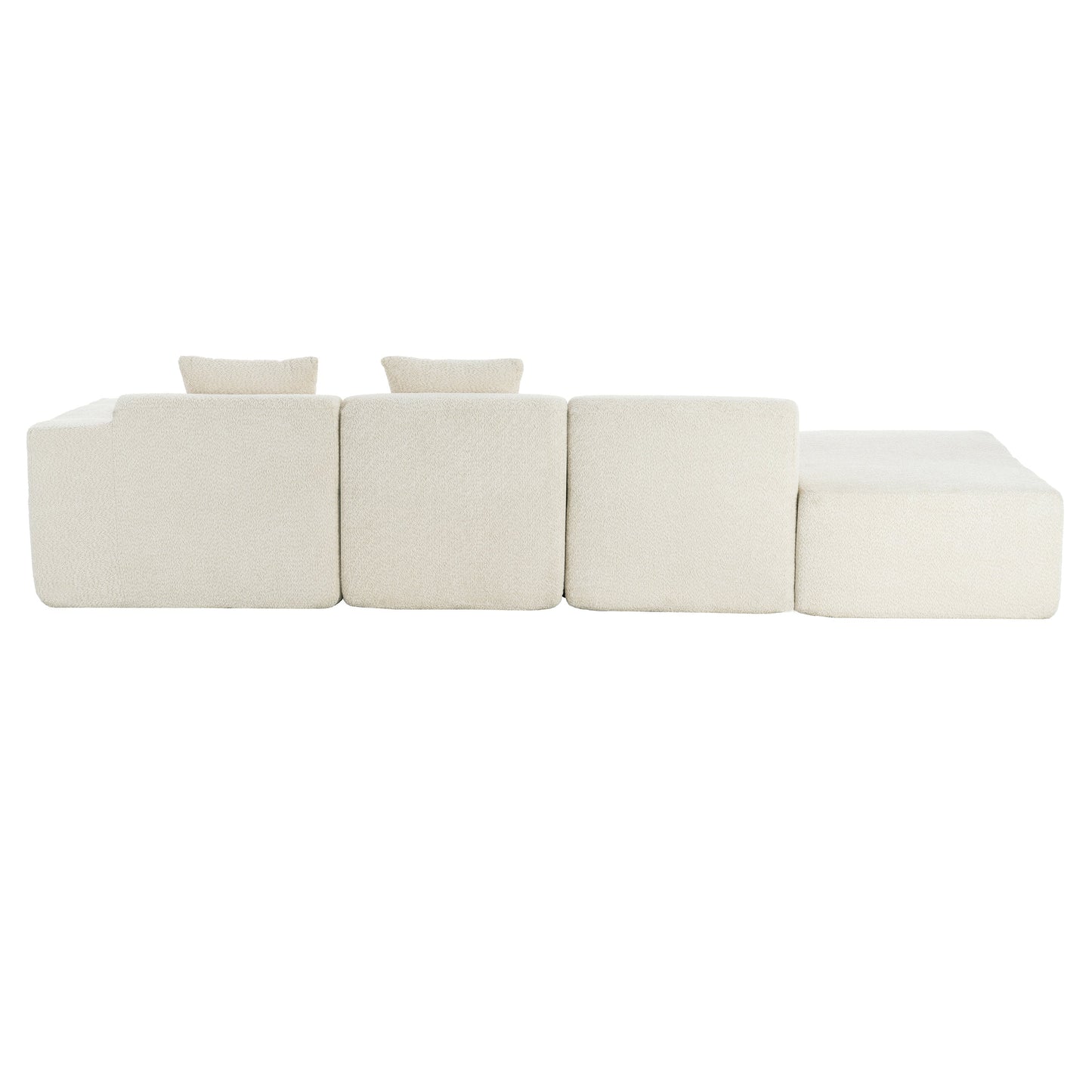 116.5" Sectional Sofa Full-Compressed Sofa Couch Free-Combined Sofa for Living Room, Beige
