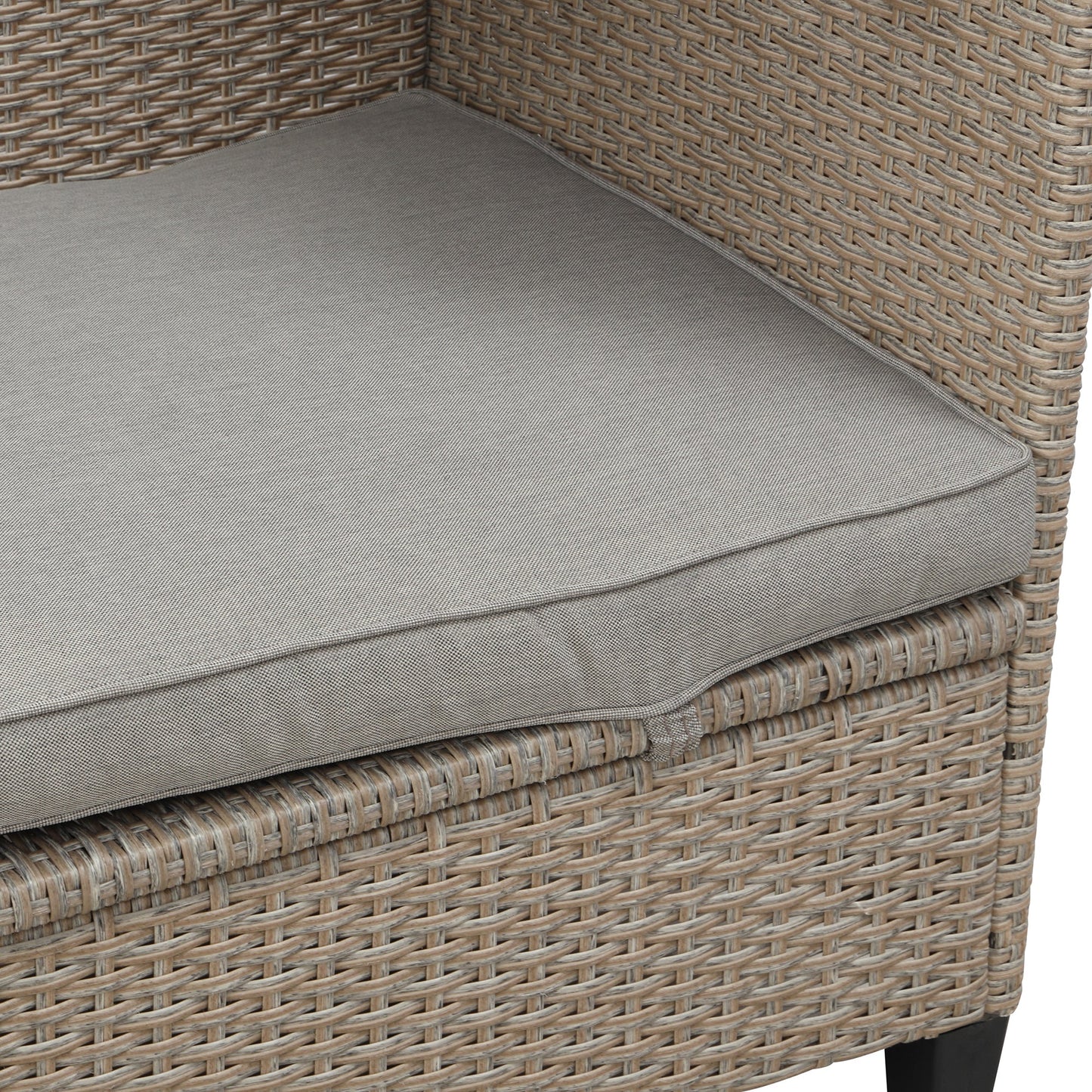 4 Piece UV-Proof Resin Wicker Patio Sofa Set With Retractable Canopy, Cushions and Lifting Table,Brown