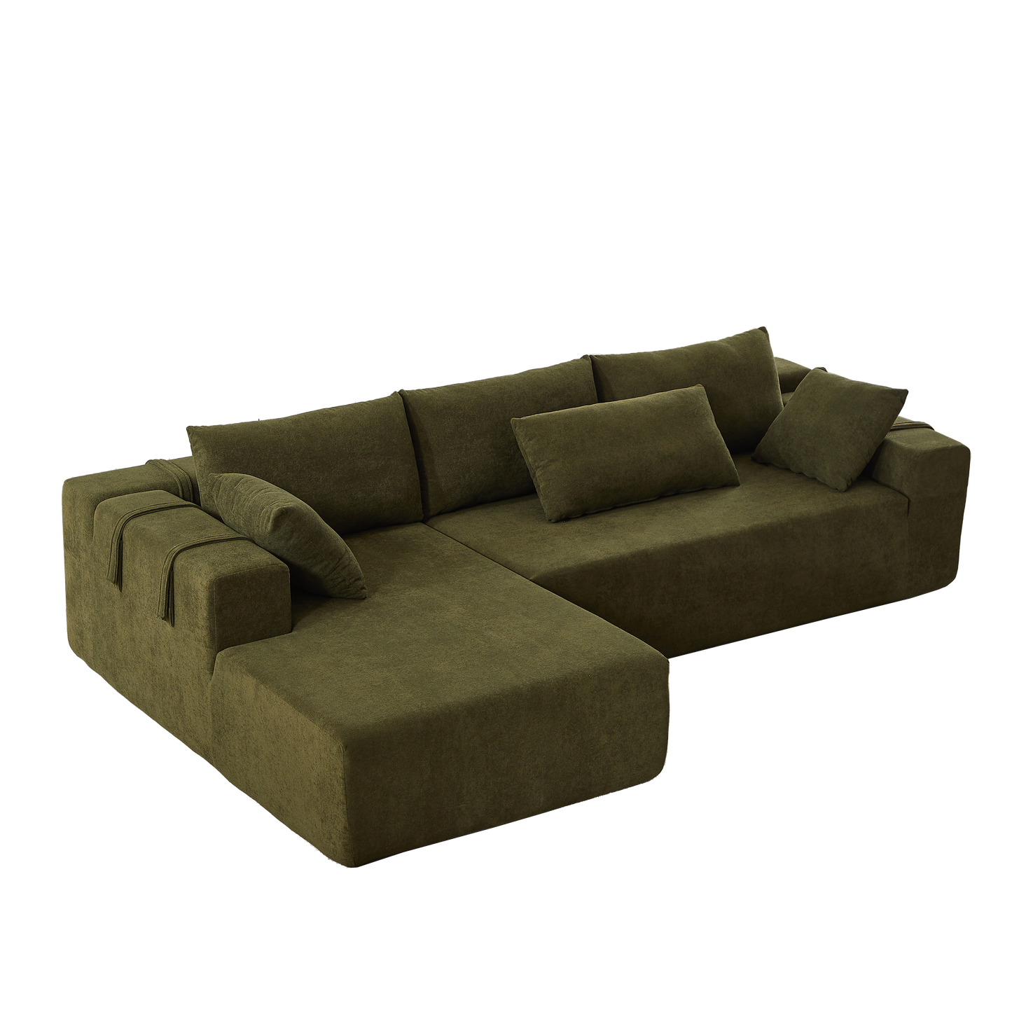 Modern Chenille Upholstered Sectional Sofa Couch Set,Modular 108" L Shaped Sectional Living Room Sofa Set With 6 Pillows