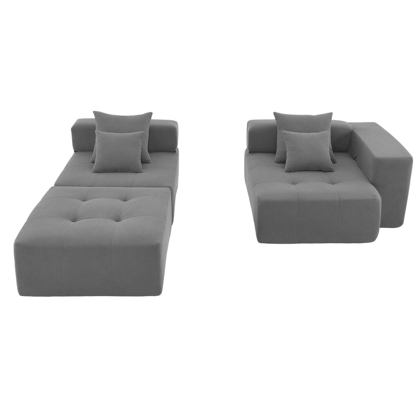 105.5''L Shaped Modular Sectional Sofa,Minimalist Corduroy Floor Couch Set,Convertible Foam-Filled Cloud Compressed Couch