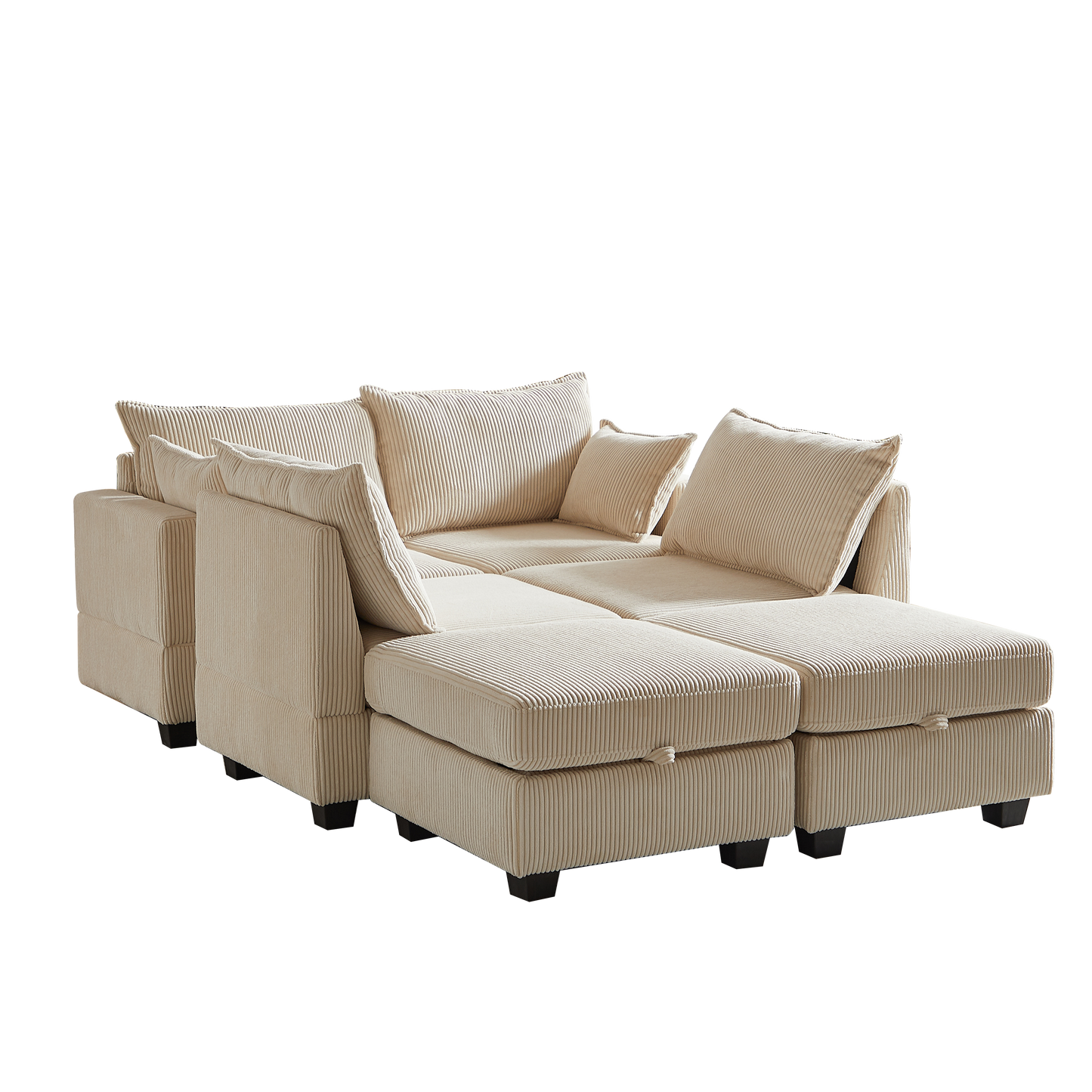 113.5'' Modular Sectiona Corduroy Sofa, Sectional Couches for Living Room U Shaped Sectional Couch With Storage Ottoman