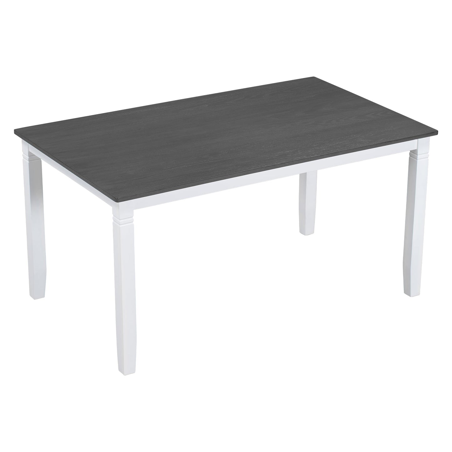 6-Piece Wood Dining Table Set Kitchen Table Set With Upholstered Bench and 4 Dining Chairs, Farmhouse Style,Gray+White