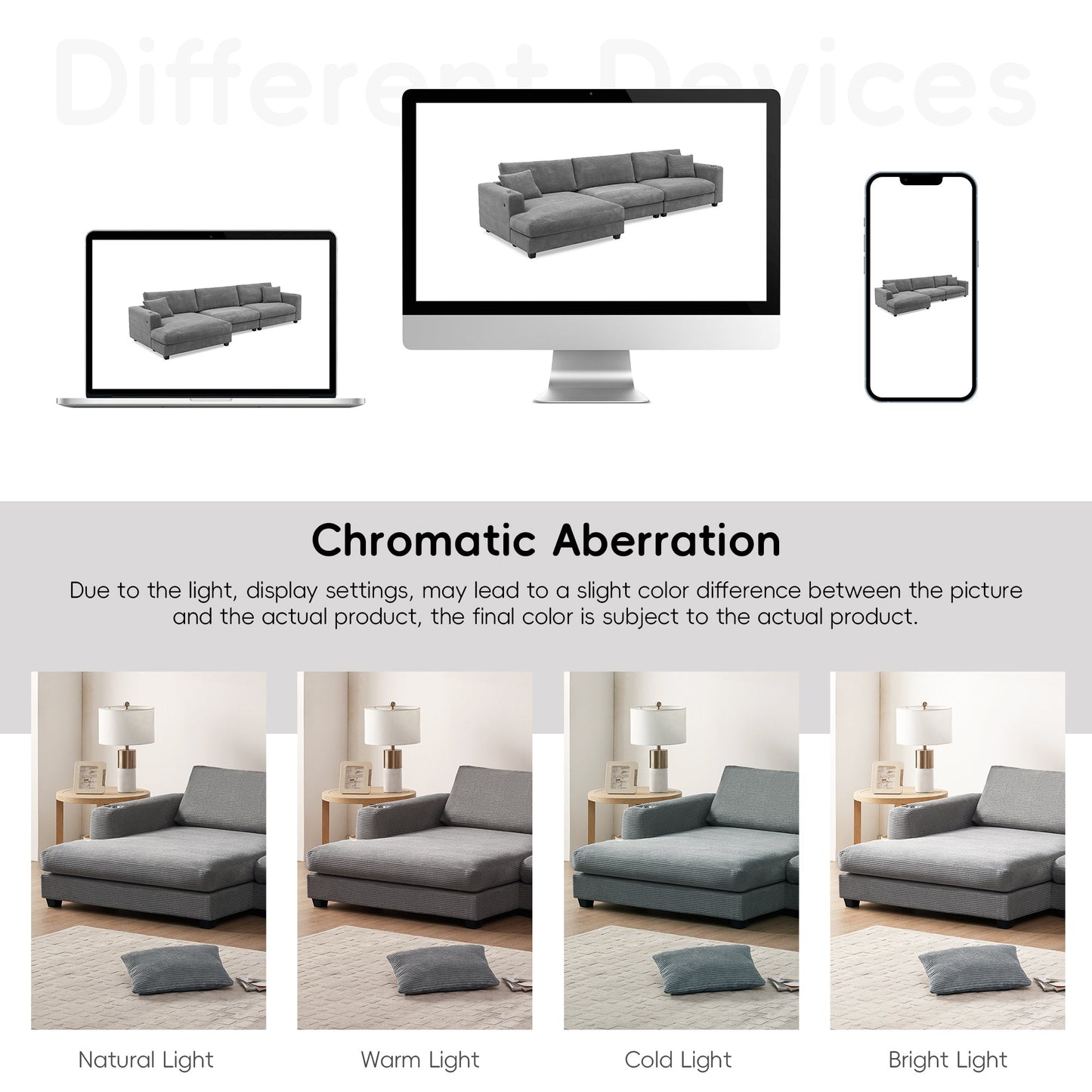 134*54"Oversized Corduroy Sectional Sofa,L Shaped Cloud Couch With USB Charging Port,Cup Holder,Deep Seat Sofa Bed