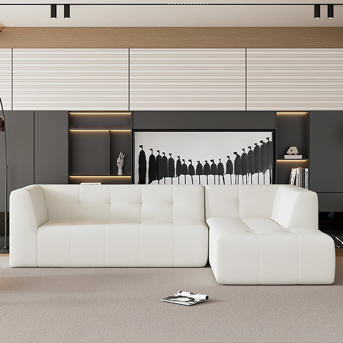 112.2*74" Modular Modular Combination Living Room Sofa Set, Modern Minimalist Sofa, Living Room Upholstered Sofa Bed